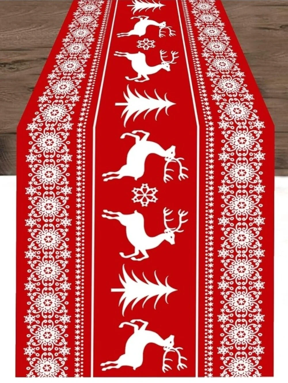 Christmas Table Runner, Christmas Table Runner 12x72, Reindeer, Pine, Snowflake